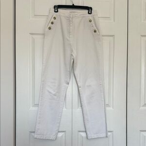 Zara White Trousers with Gold Buttons